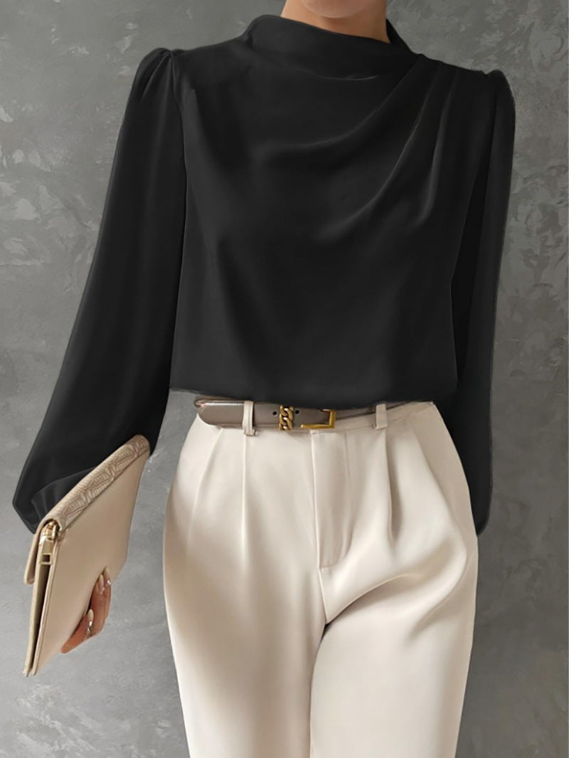 Maureen | Elegant Draped Long-Sleeve Blouse