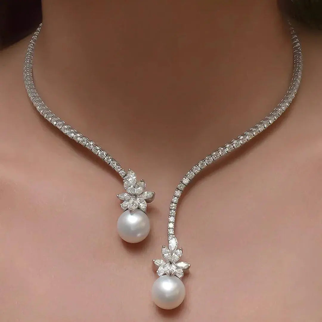 Charlene | Elegant Silver Pearl Necklace