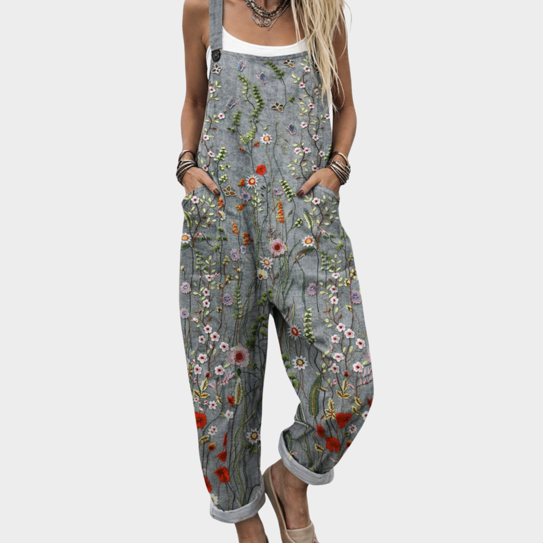 Jocelyn | Comfortable grey Floral Jumpsuit