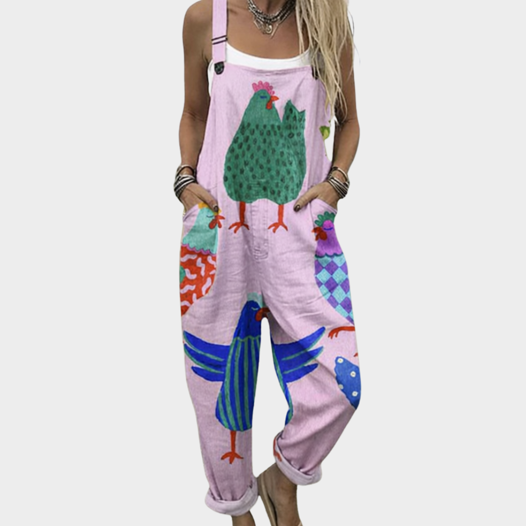 Norma | Comfortable Chicken Art Jumpsuit
