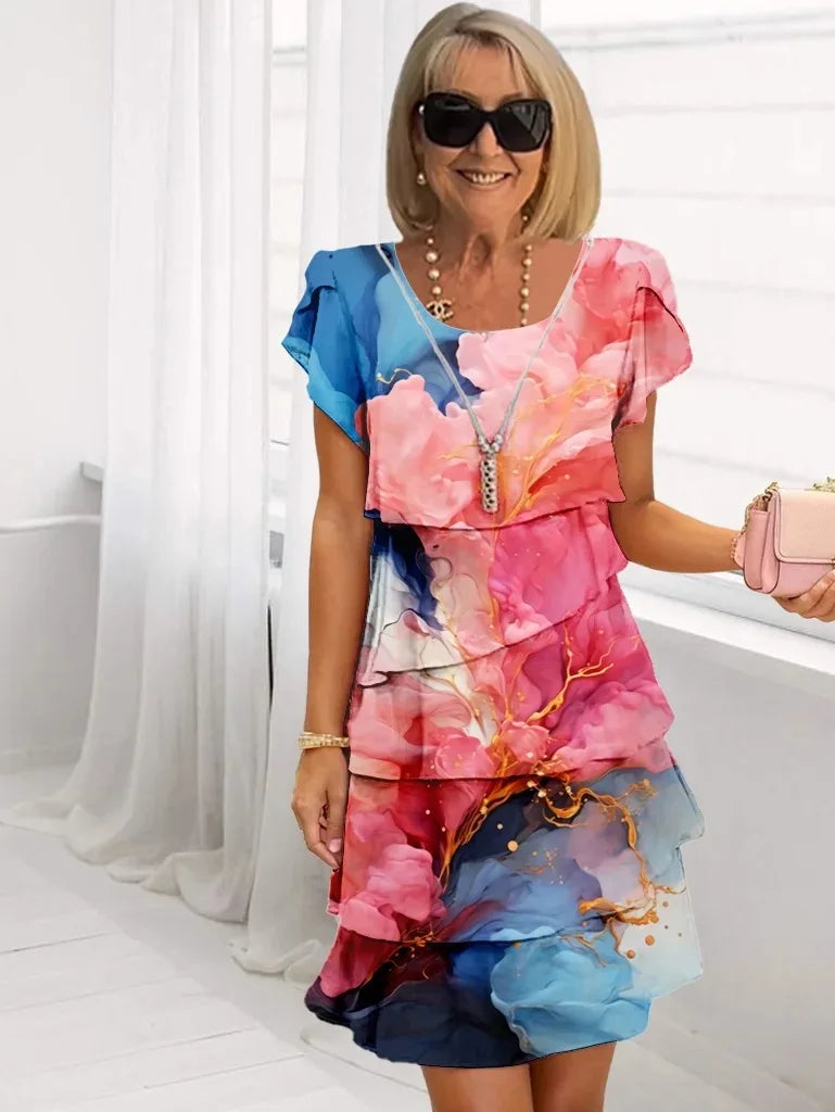 Caroline | Elegant Floral Ruffle Dress