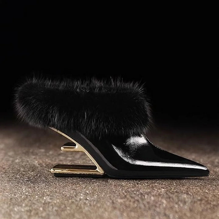 Beverly | Elegant Furry Pointed Heels