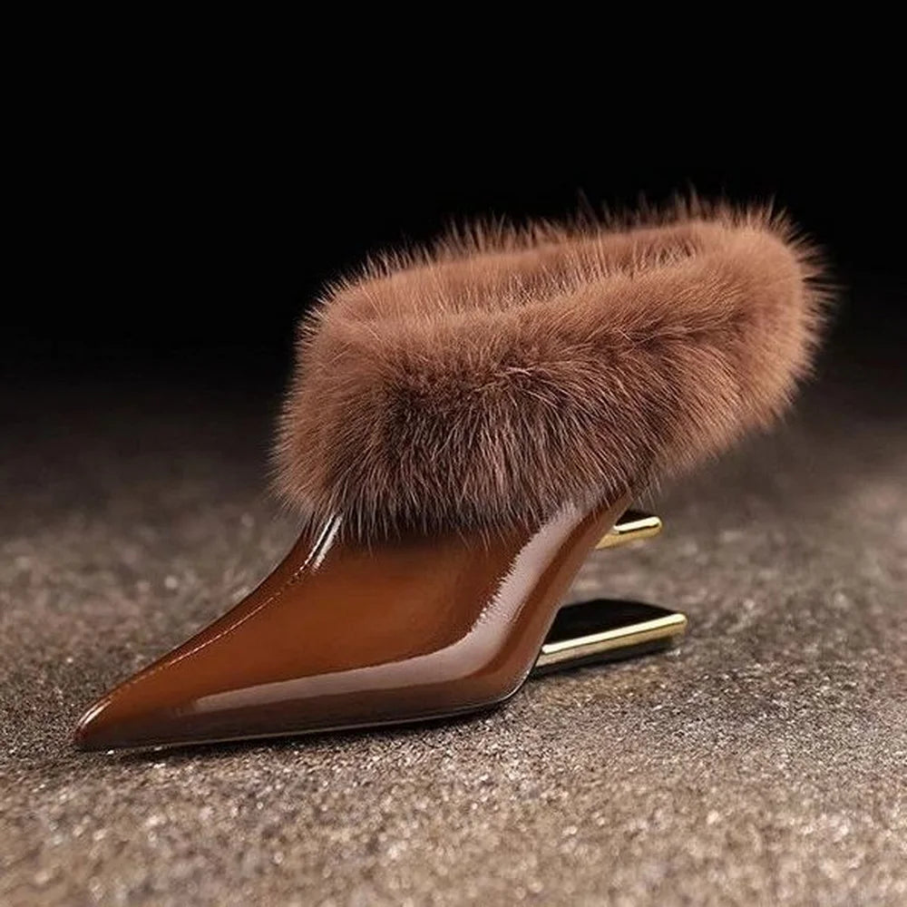 Beverly | Elegant Furry Pointed Heels