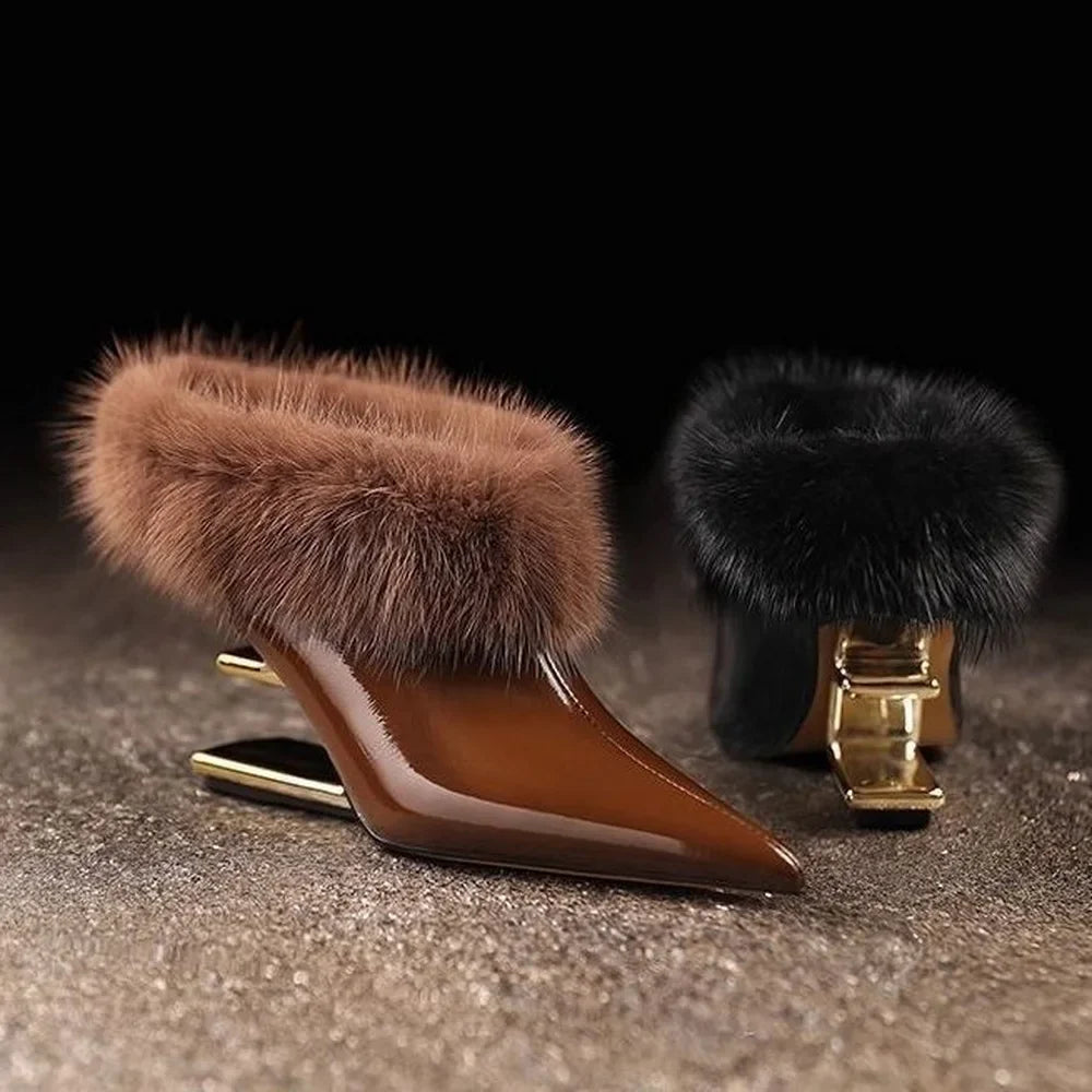Beverly | Elegant Furry Pointed Heels