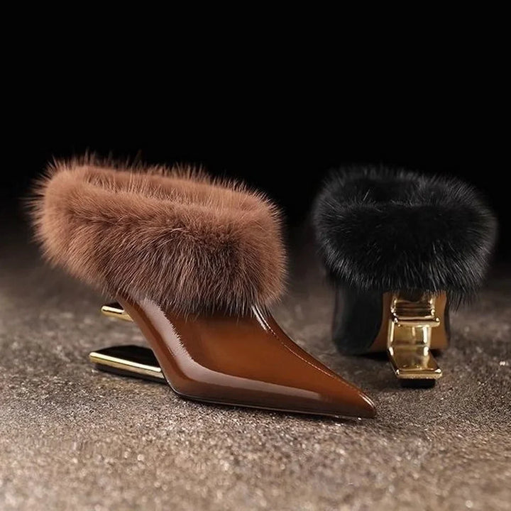Beverly | Elegant Furry Pointed Heels