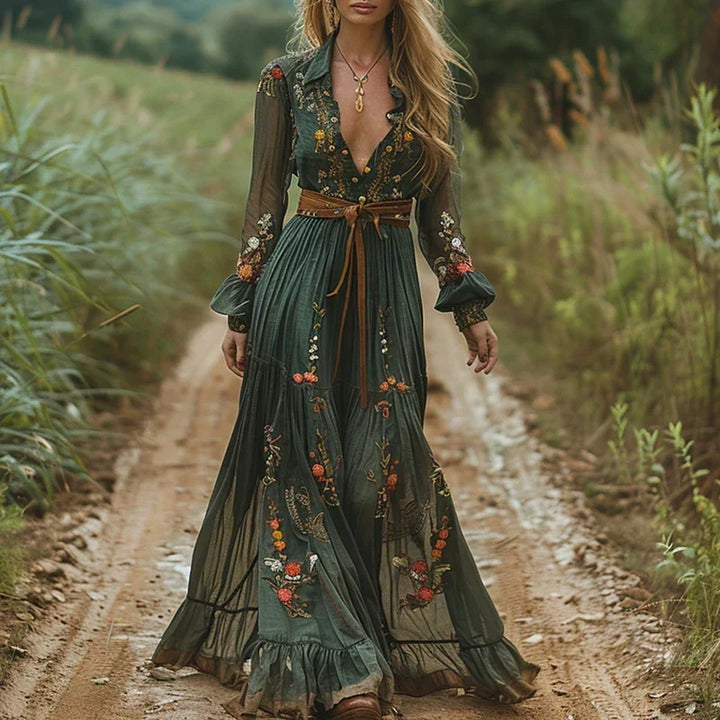 Rosetta | Embroidered Bohemian Maxi Dress