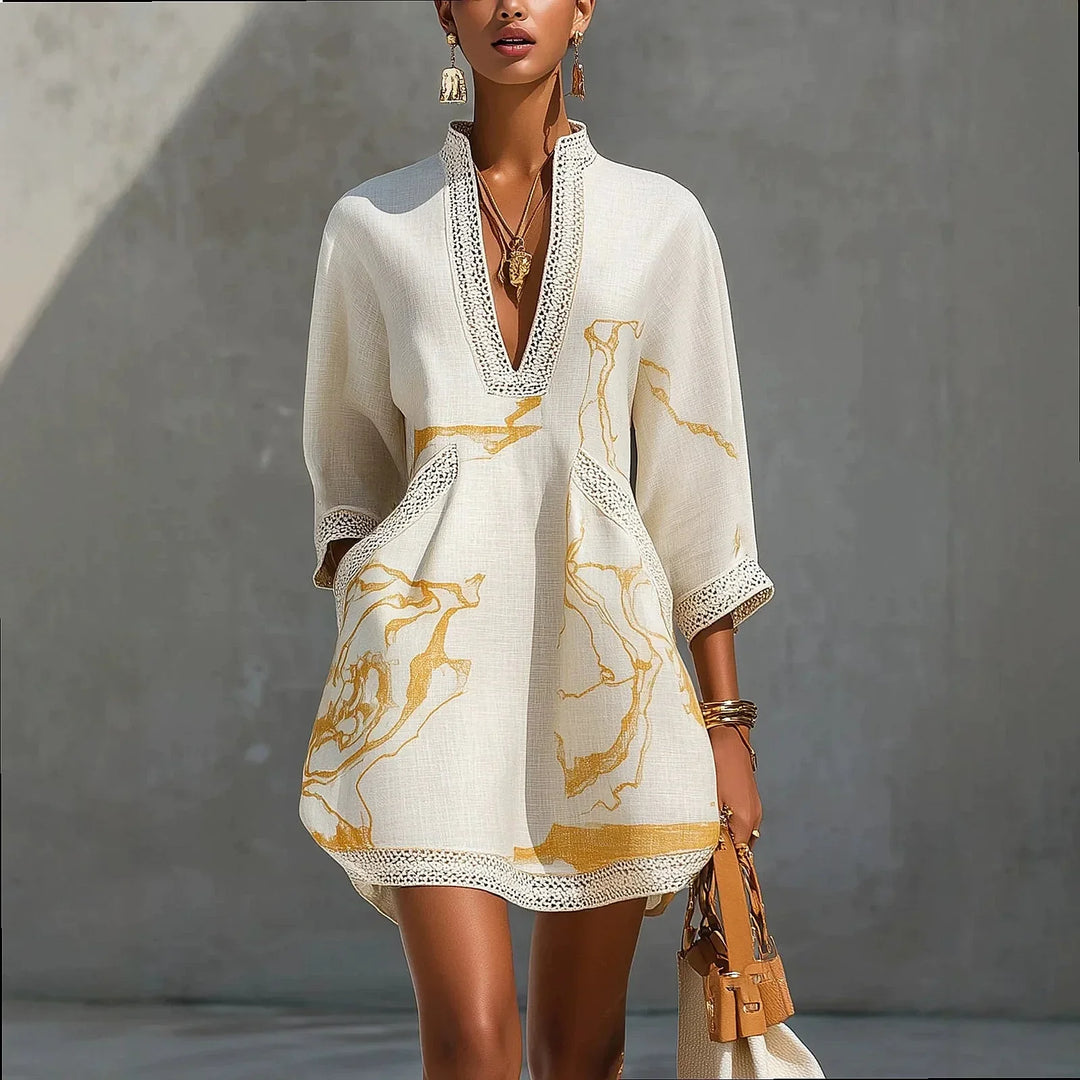 Elodie | Artistic V-Neck Mini Dress
