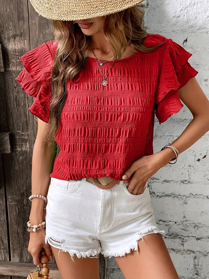 Annabel | Ruffle-Sleeve Textured Blouse