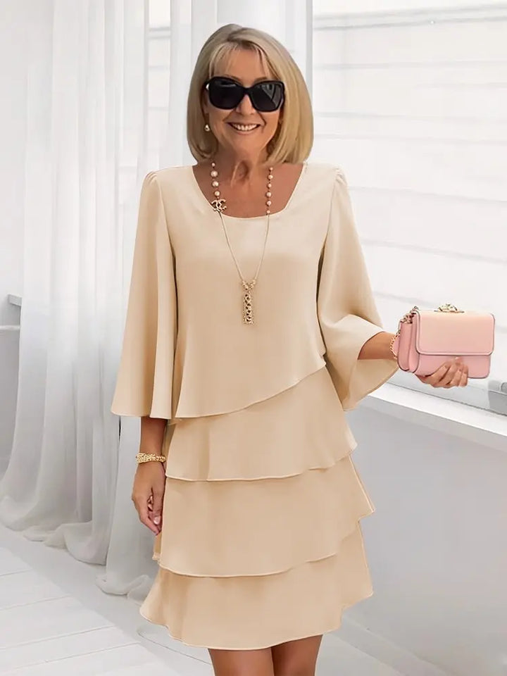 Catherine | Elegant Mid Sleeve Ruffle Dress