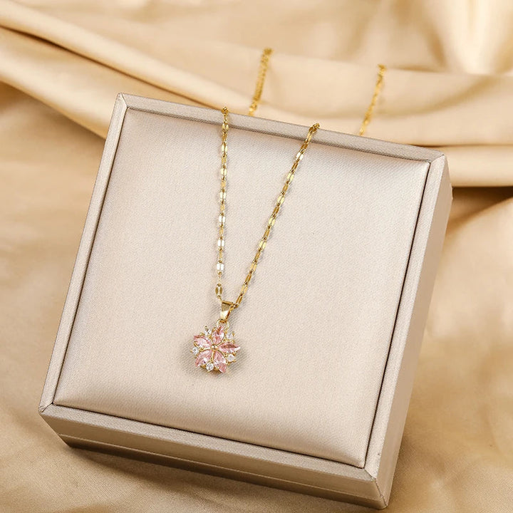 Sandra | Elegant Sakura Rose Necklace
