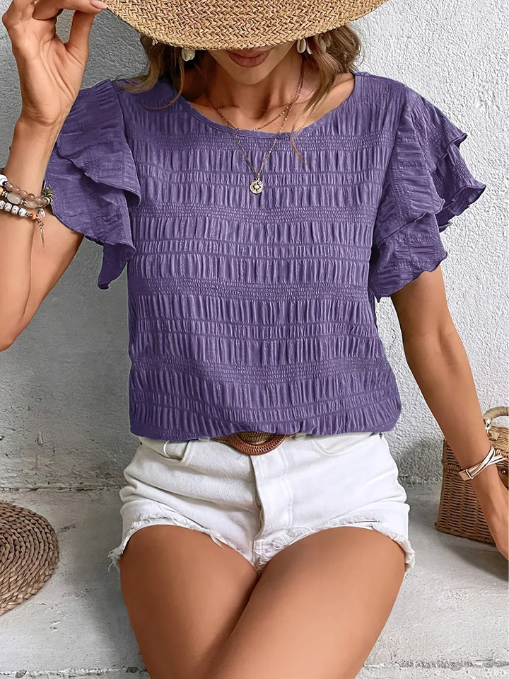 Annabel | Ruffle-Sleeve Textured Blouse