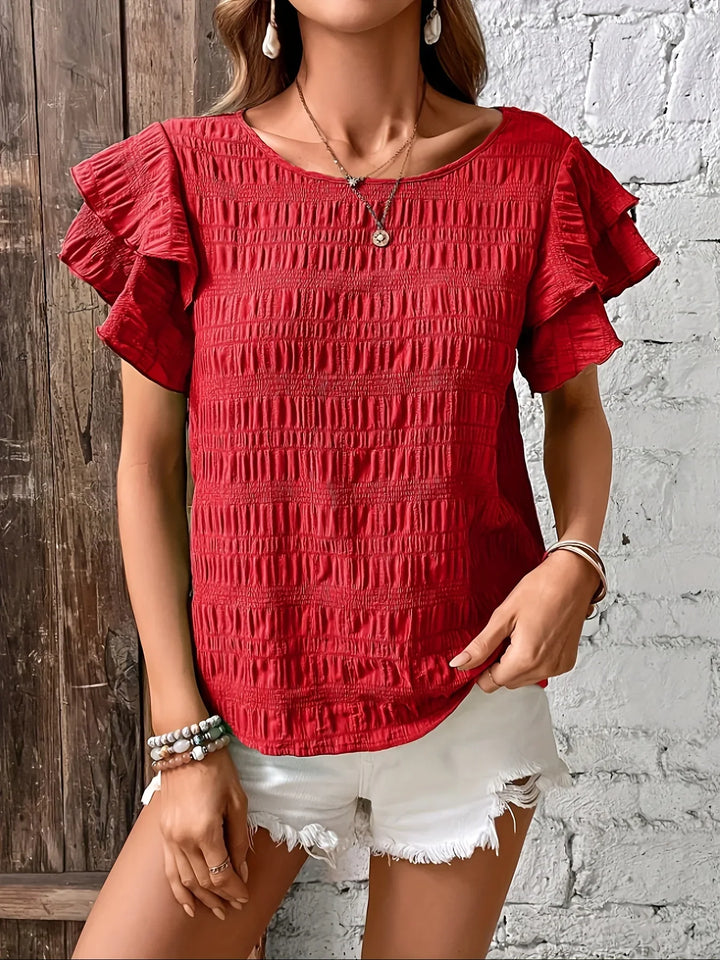 Annabel | Ruffle-Sleeve Textured Blouse
