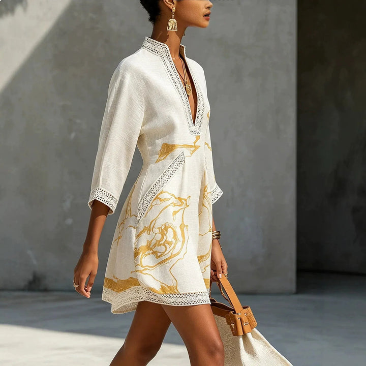 Elodie | Artistic V-Neck Mini Dress