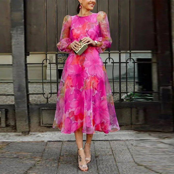 Jenna | Floral Print Wedding Guest Midi Dress