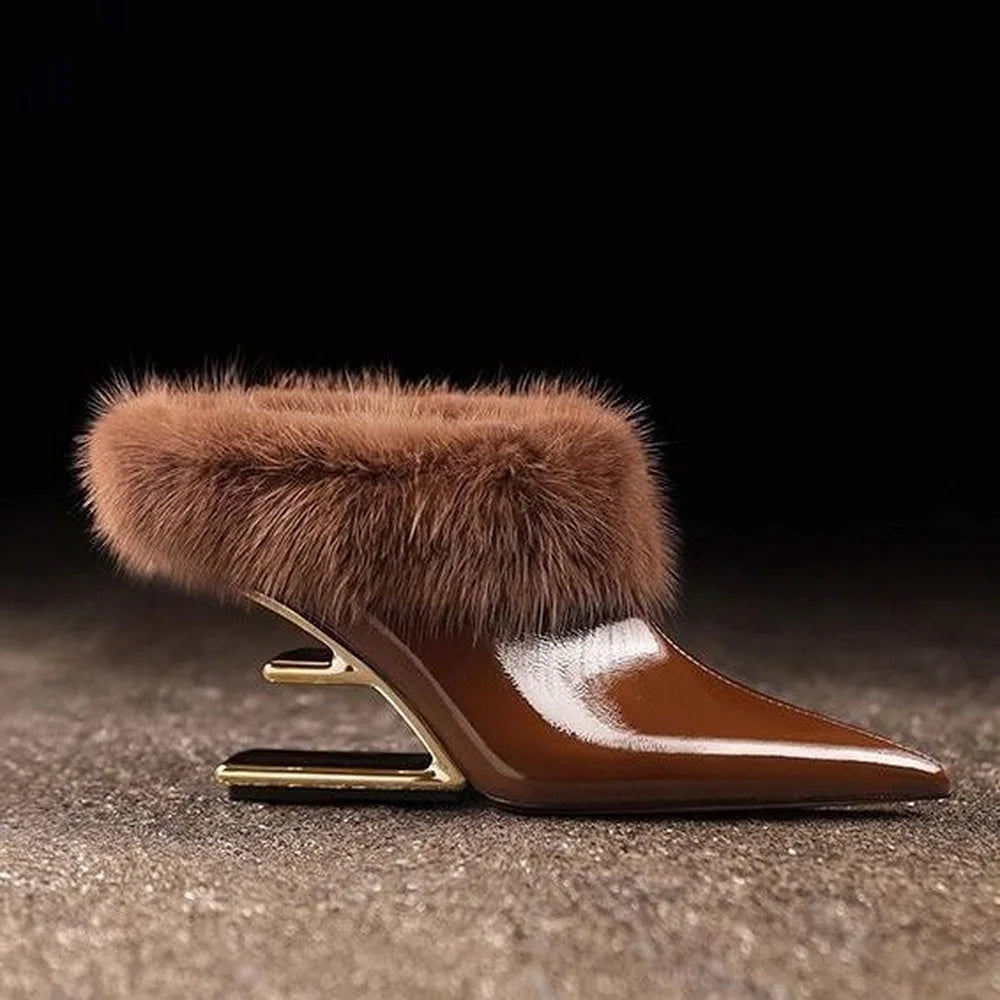 Beverly | Elegant Furry Pointed Heels