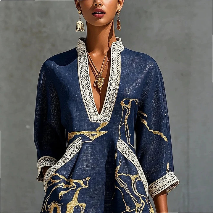 Elodie | Artistic V-Neck Mini Dress