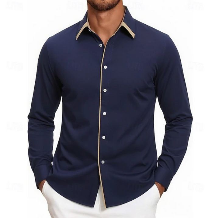 Carter | Contrast Trim Long Sleeve Shirt