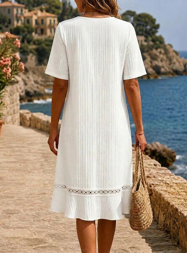 Cleopatra | Embroidered V-Neck Midi Dress