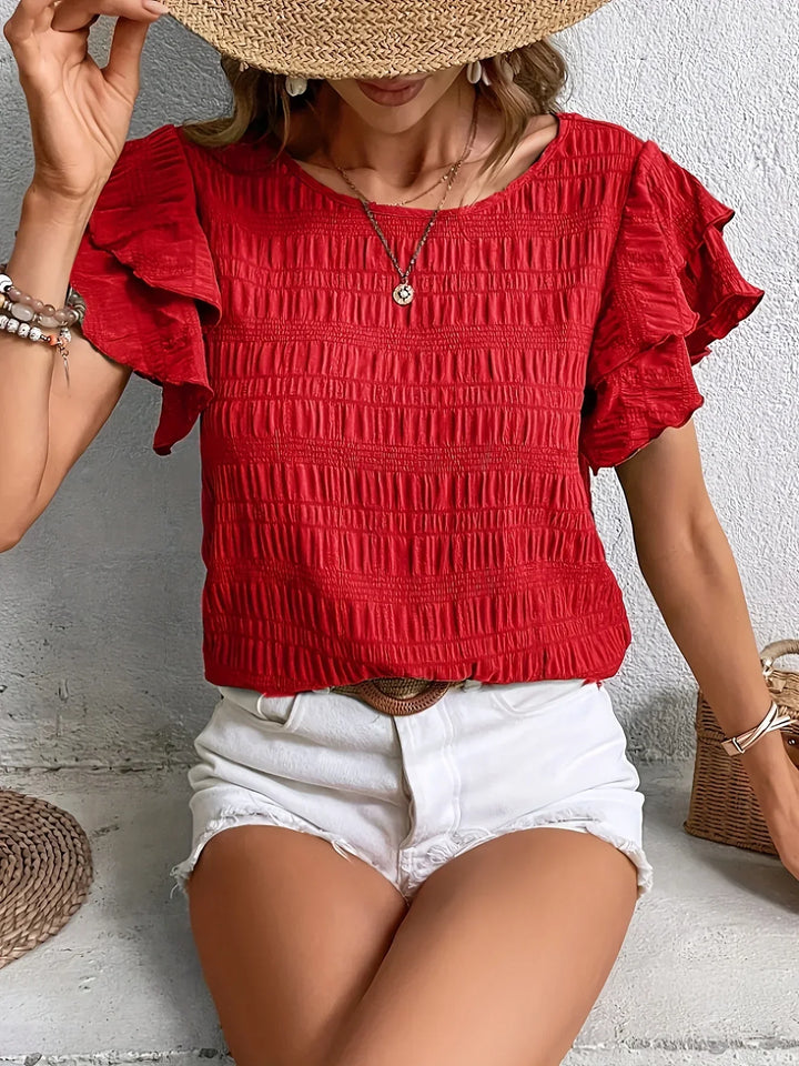 Annabel | Ruffle-Sleeve Textured Blouse