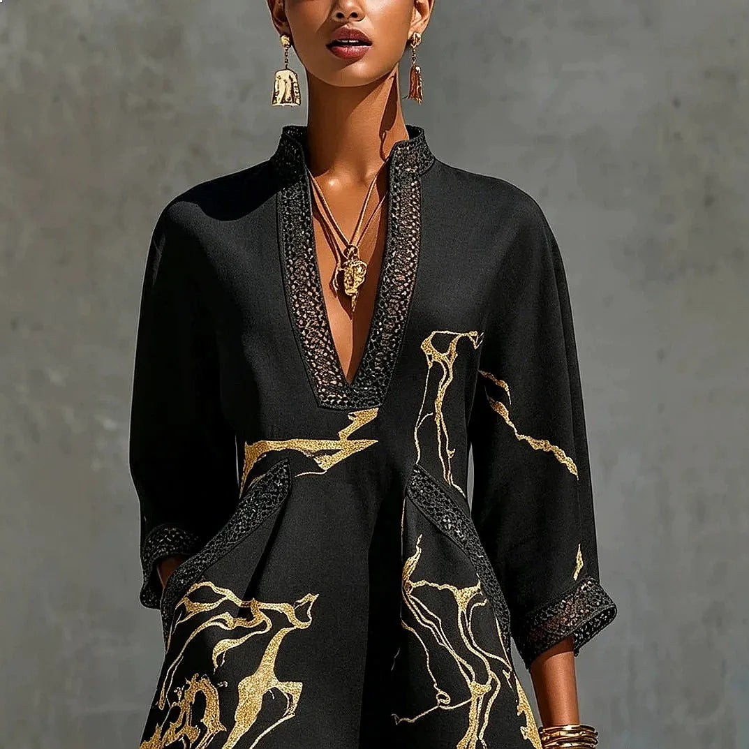 Elodie | Artistic V-Neck Mini Dress