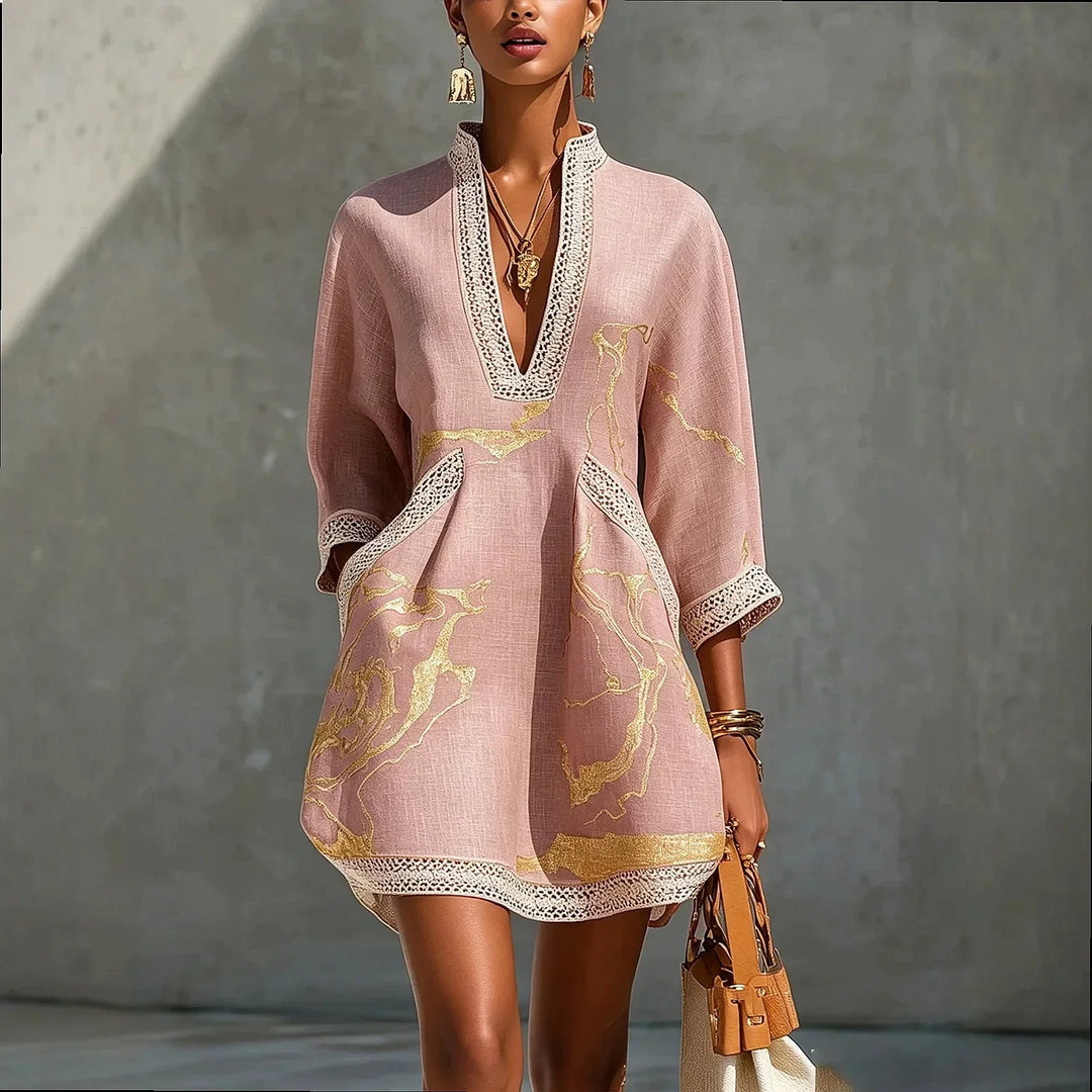 Elodie | Artistic V-Neck Mini Dress