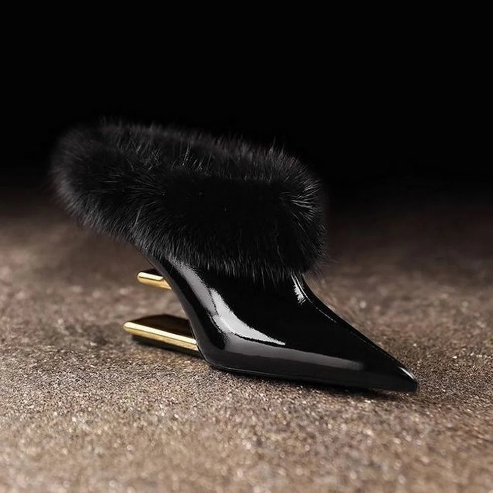 Beverly | Elegant Furry Pointed Heels