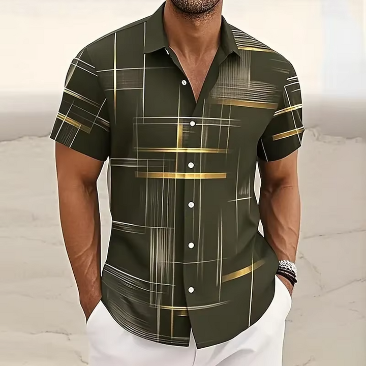 Gerald | Modern Line-Print Short Sleeve Shirt