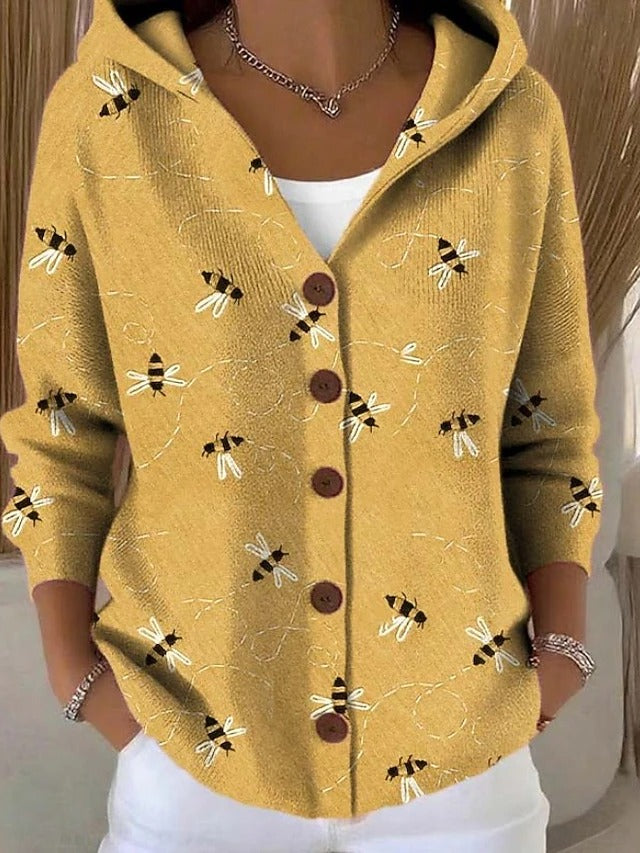 Jenna | Elegant  Button Hooded Jumper