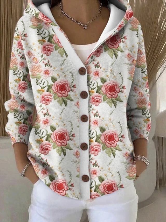 Jenna | Elegant  Button Hooded Jumper