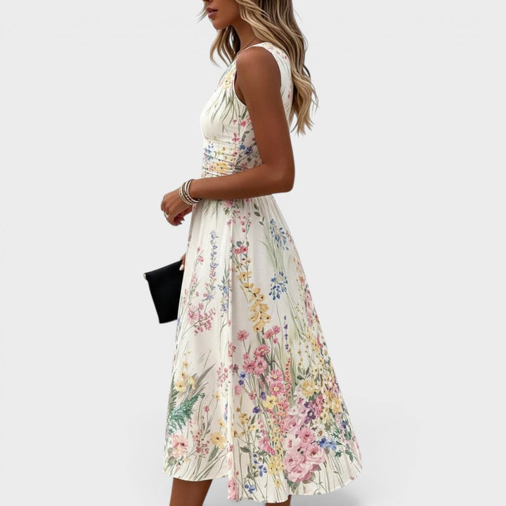 Marielle | Sleeveless Floral Midi Dress