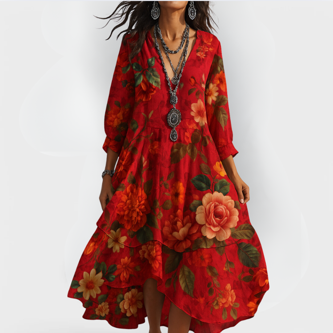 Cassidy | Vintage Boho V-Neck Summer Dress