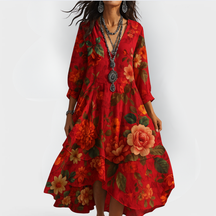 Cassidy | Vintage Boho V-Neck Summer Dress