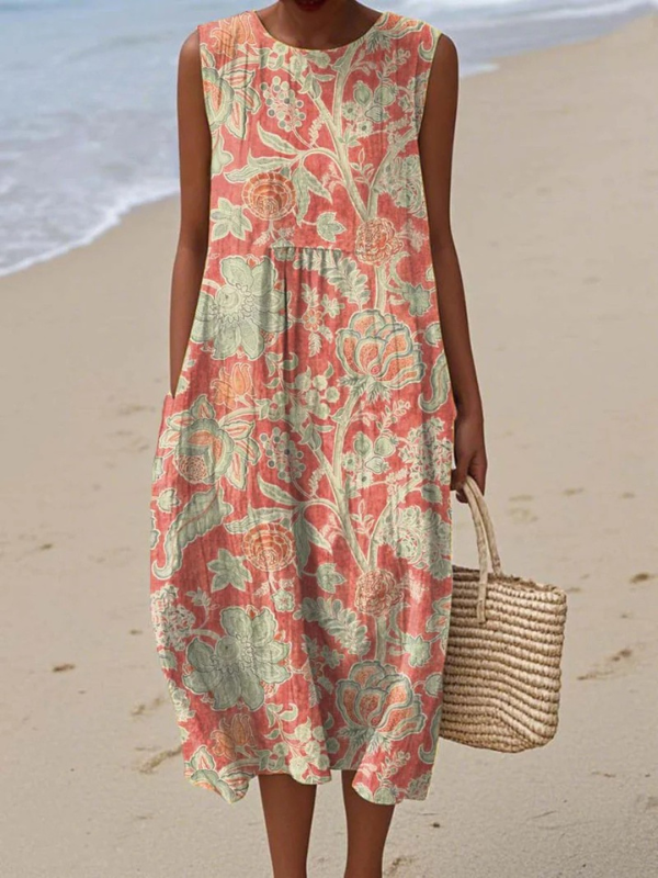 Chloe | Classic Floral Mid Sleeve Midi Dress