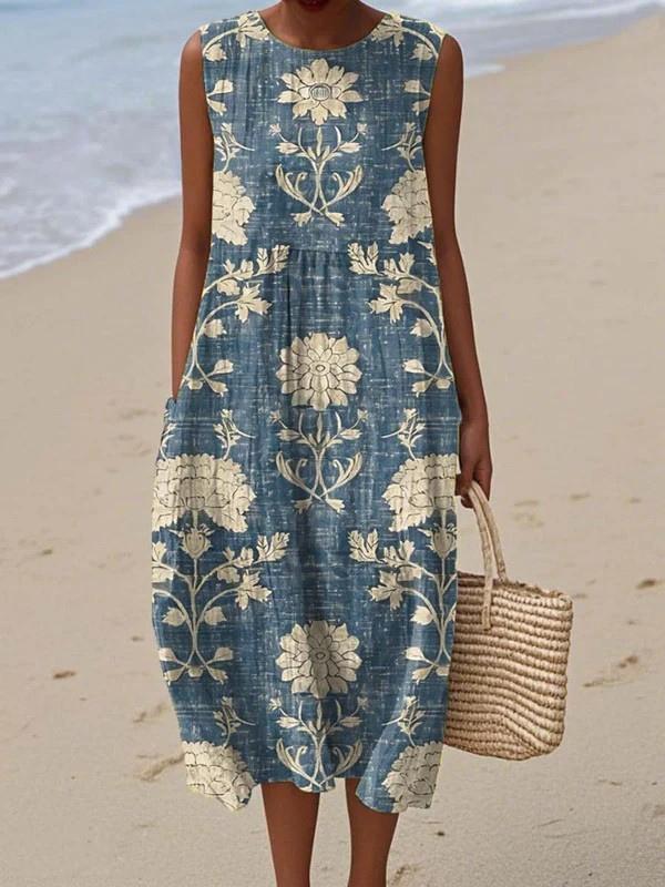 Dalliah | Classic Boho Sleeveless Midi Dress