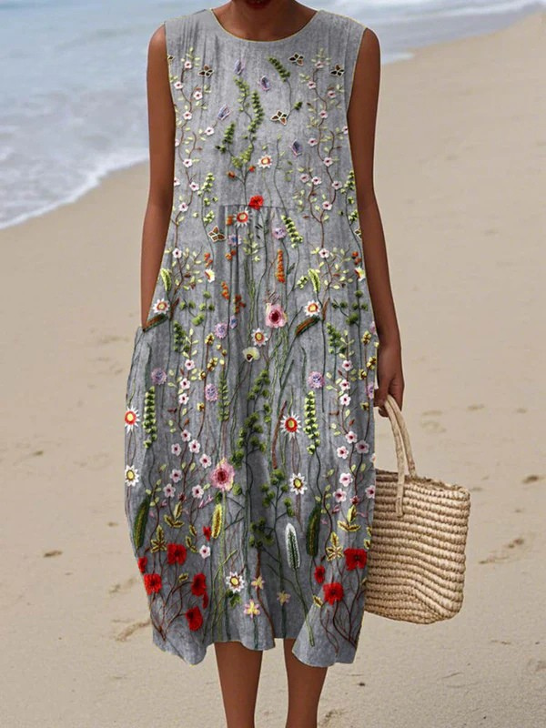 Honora | Classic Wildflower Sleeveless Midi Dress