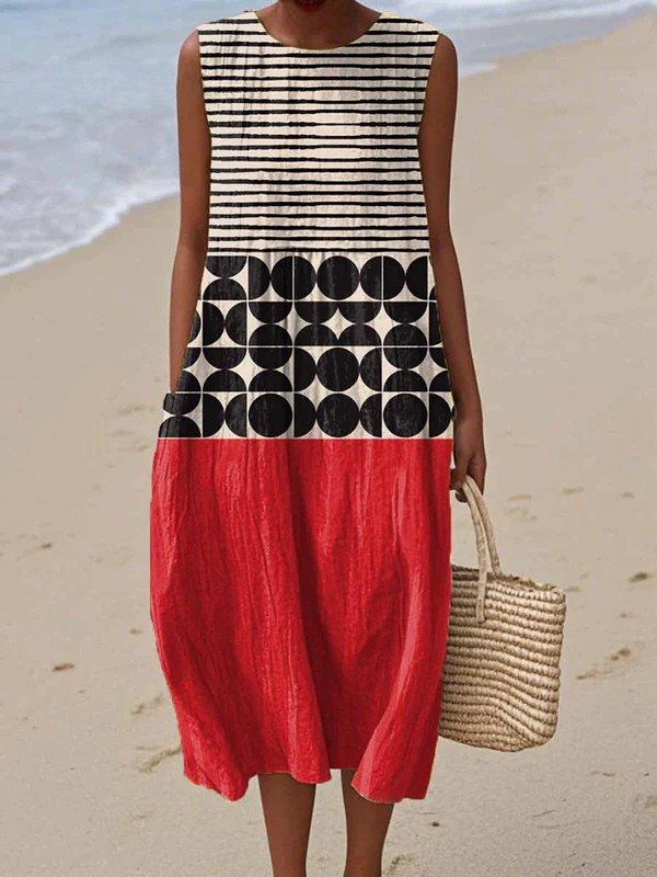Indiana | Stylish colour Block Midi Dress