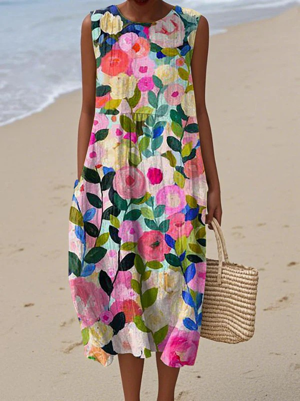 Lolita | Elegant Sleeveless Floral Midi Dress