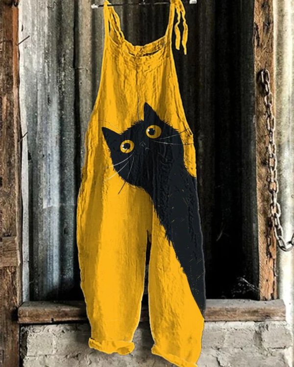 Abigail | Classic Lightweight Cat Print Jumpsuit
