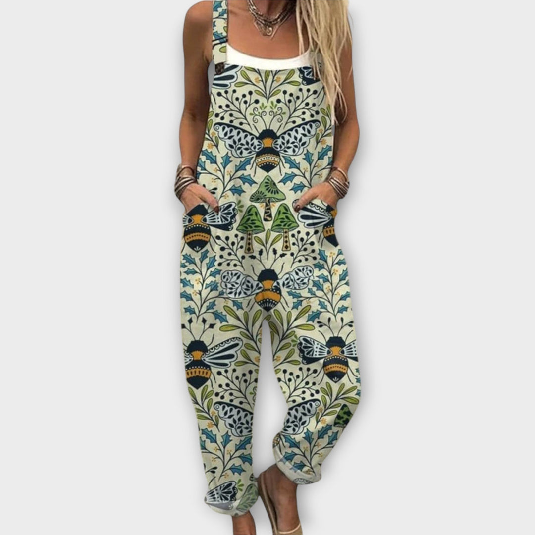 Noelle | Retro Elegant Floral Print Jumpsuit