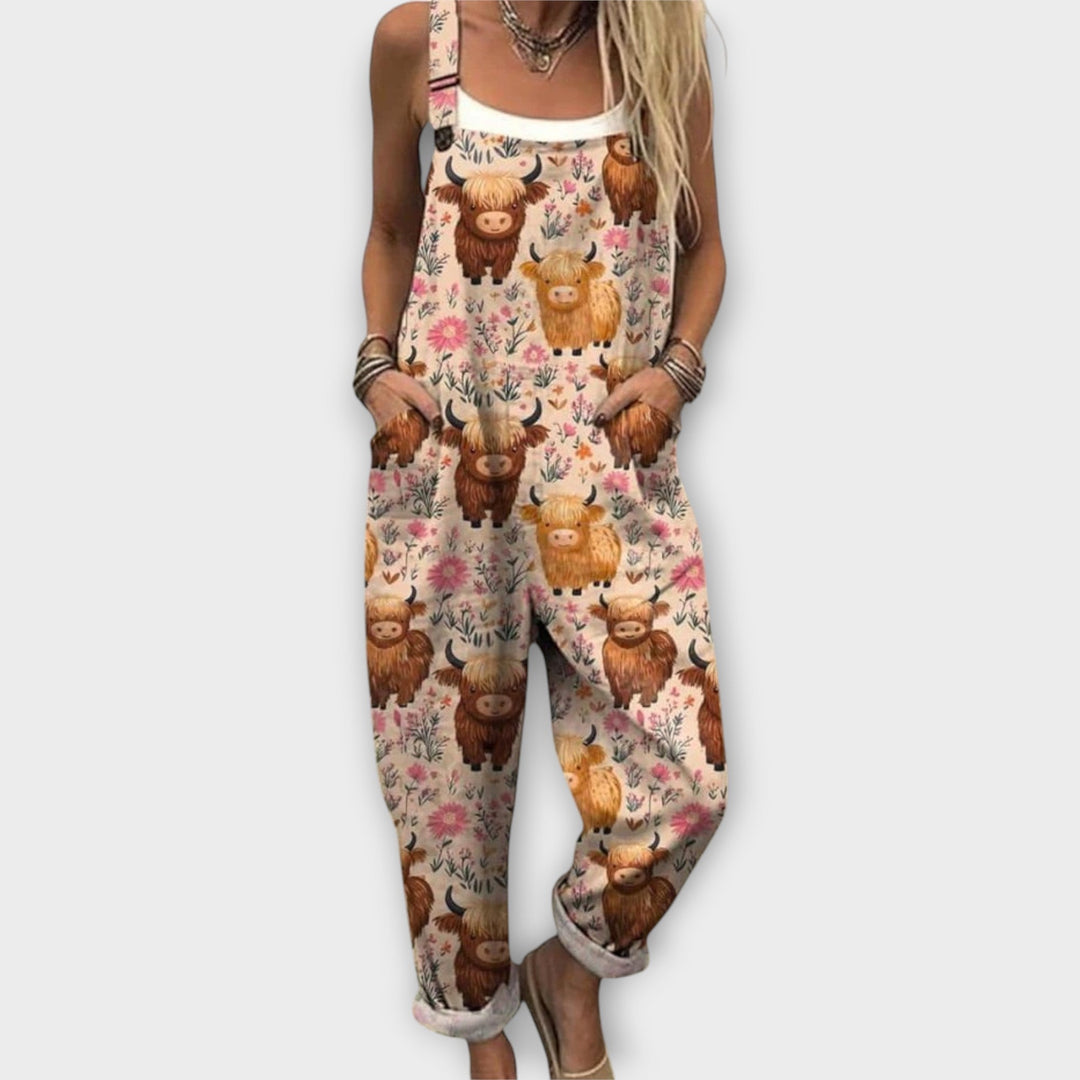 Noelle | Retro Elegant Floral Print Jumpsuit