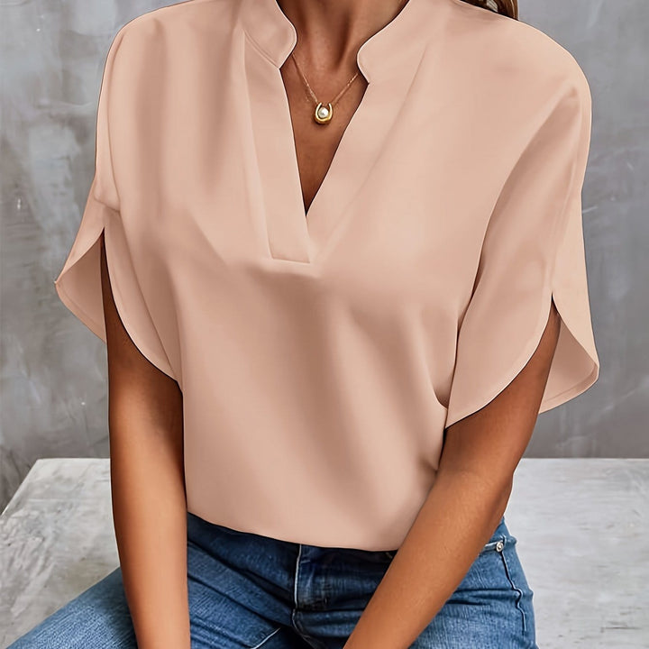 Nicole | Elegant Draped V-Neck Blouse