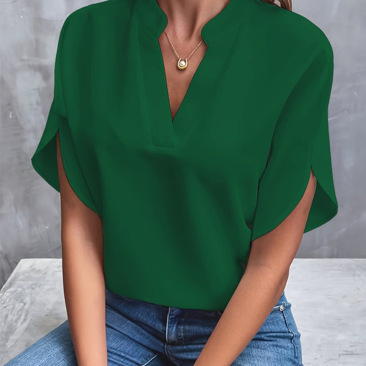 Nicole | Elegant Draped V-Neck Blouse