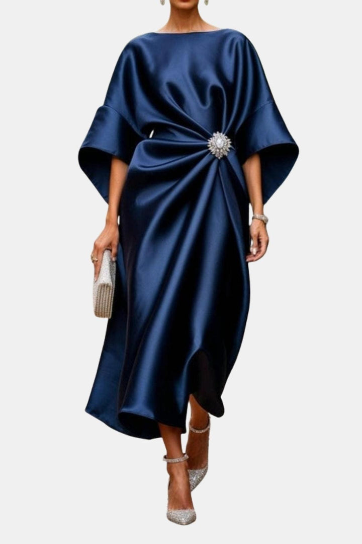Naomi - Elegant Wide Sleeve Satin Dress