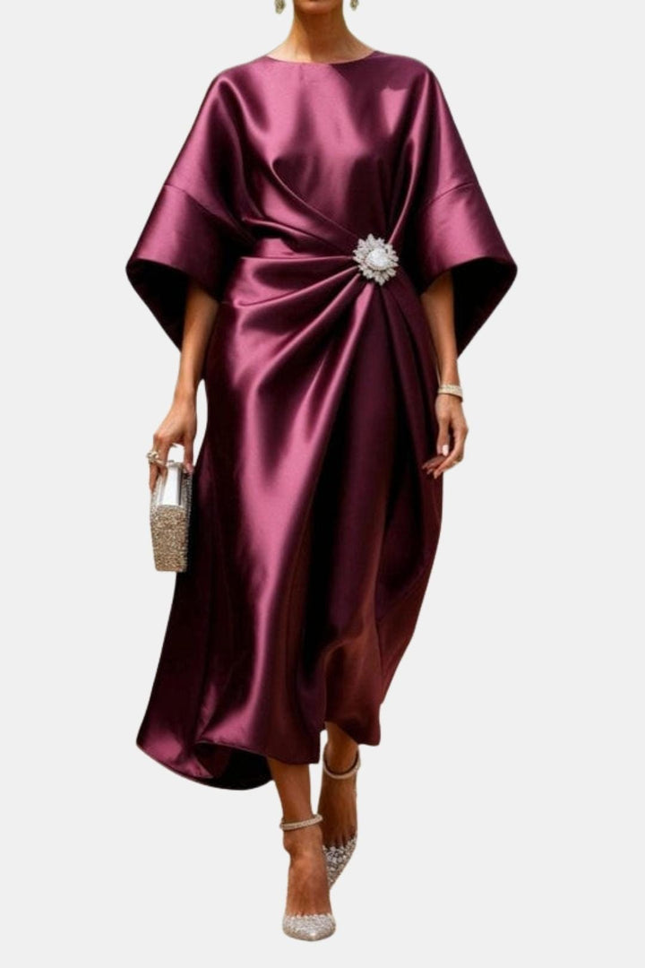 Naomi - Elegant Wide Sleeve Satin Dress