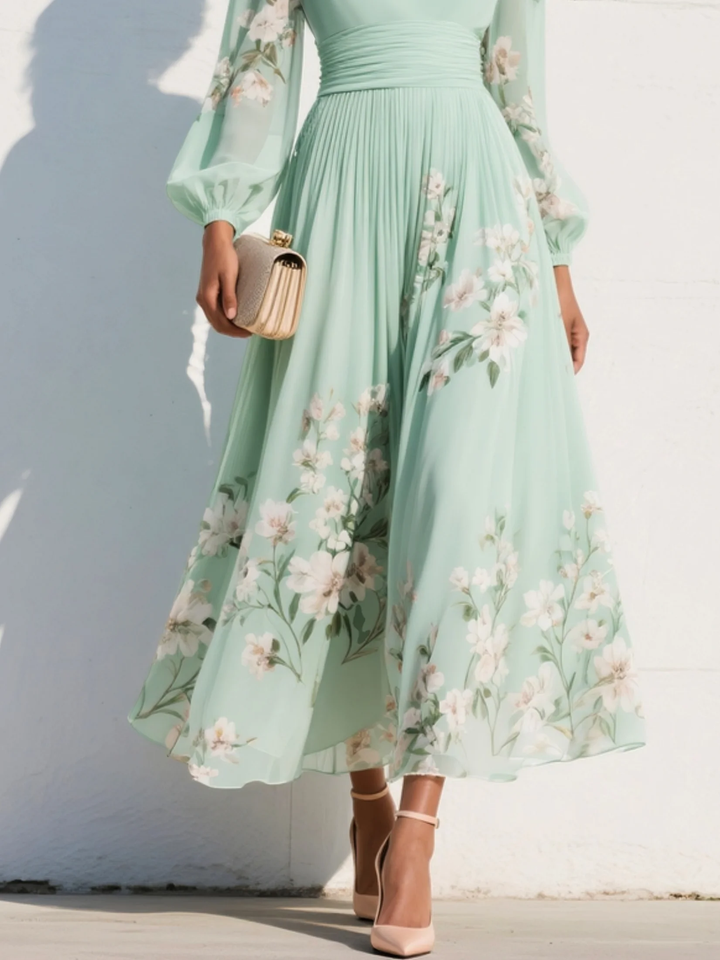 Monroe | V-Neck Chiffon Floral Midi Dress