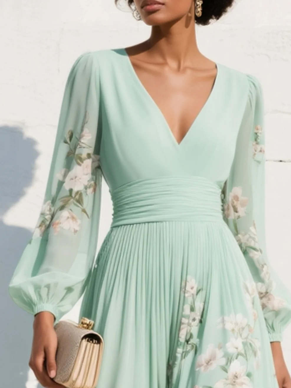 Monroe | V-Neck Chiffon Floral Midi Dress