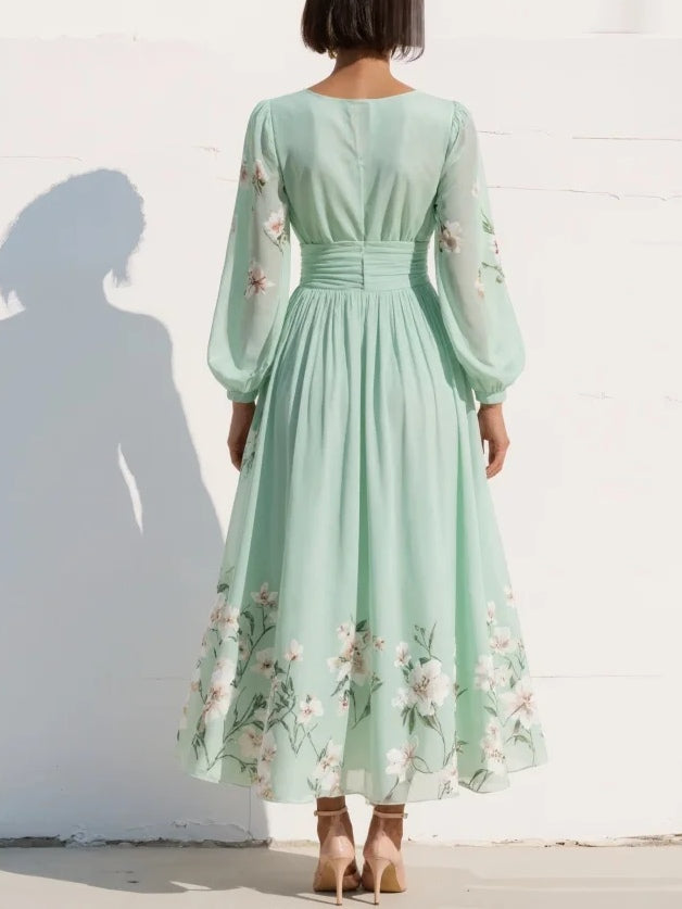 Monroe | V-Neck Chiffon Floral Midi Dress