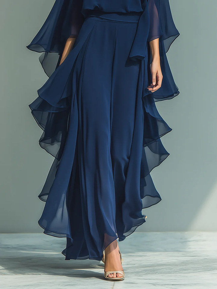 Rosanna | Flowing Cape-Sleeve Two-Piece Set