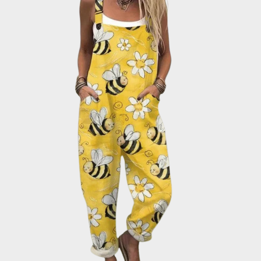 Allysia | Casual Floral Bee Art Jumpsuit