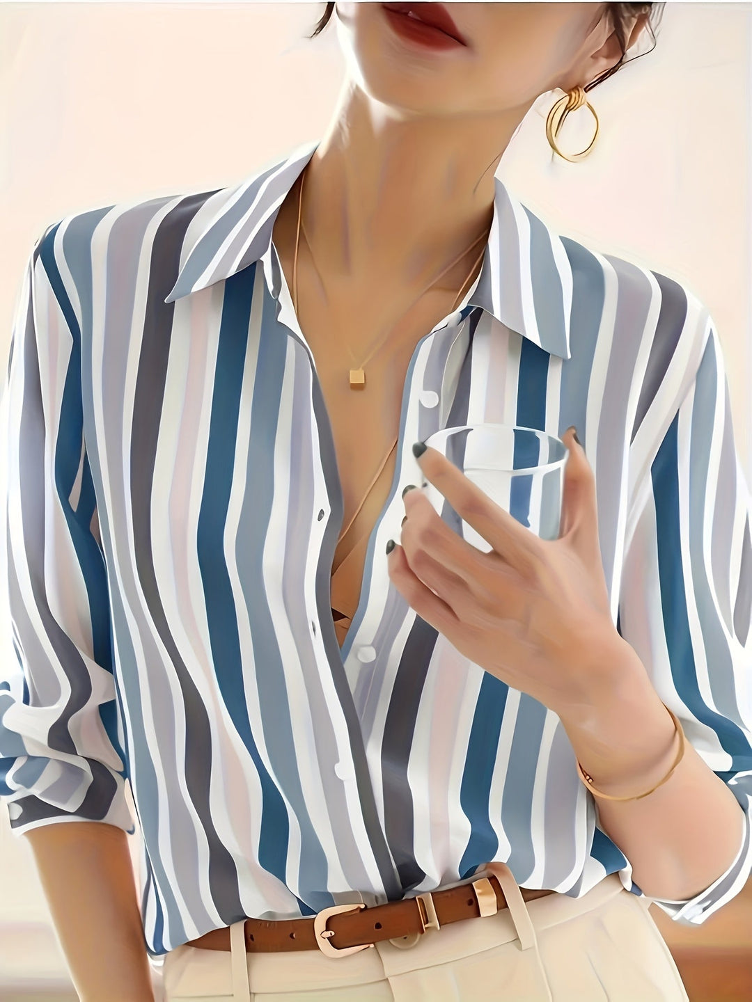 Marcella | Refined Striped Button-Up Shirt